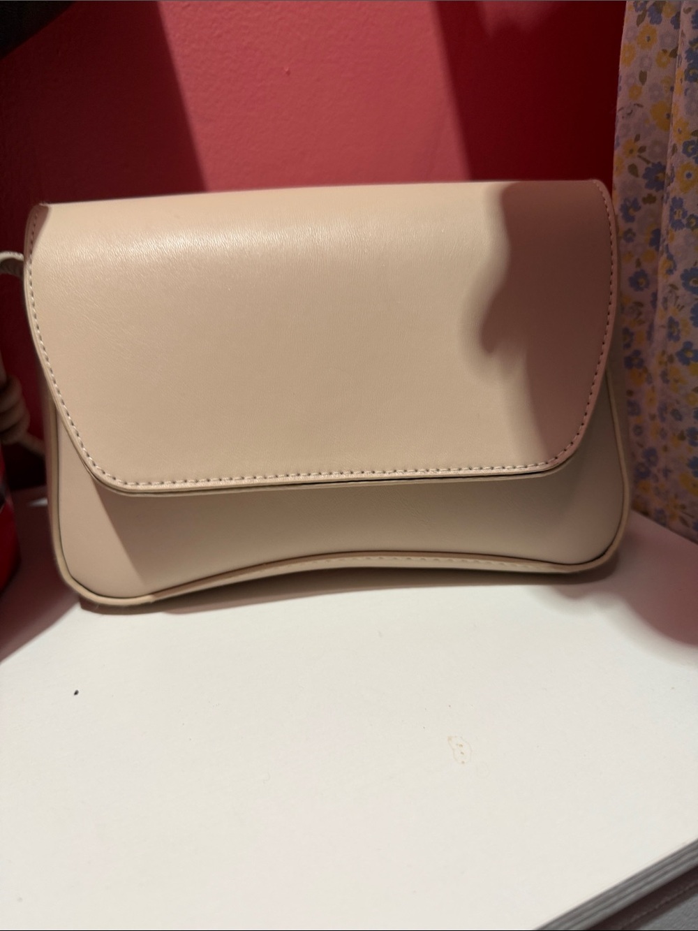Fashion Nova Cream Structured Shoulder Bag